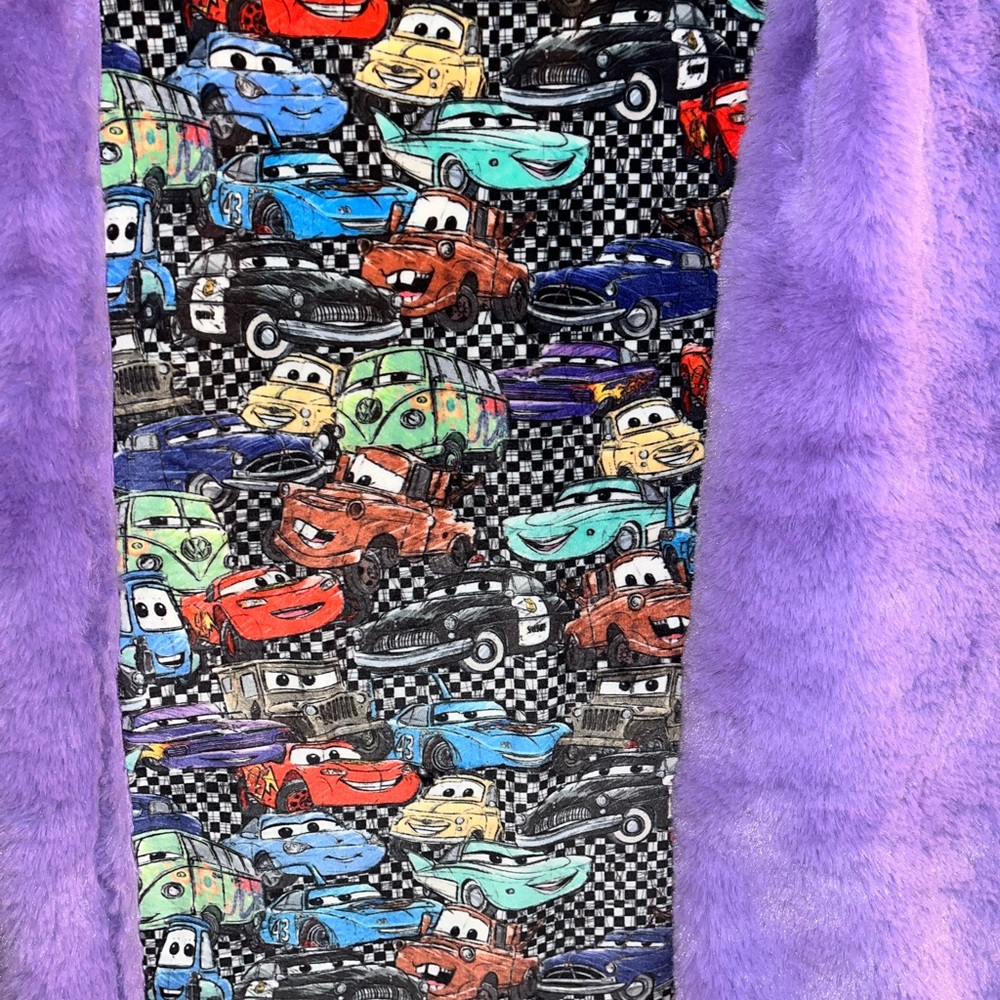 Disney Pixar Cars Pattern Blanket with Purple Edges